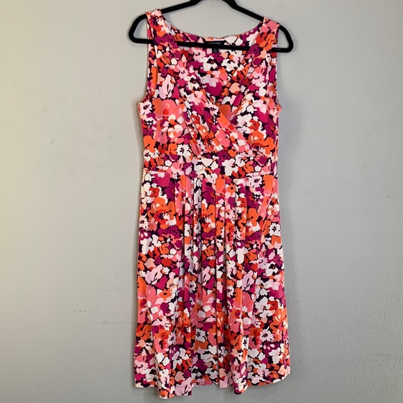 Lands' End Dresses & Skirts - Land’s End pink purple surplice pleated dress M 10-12